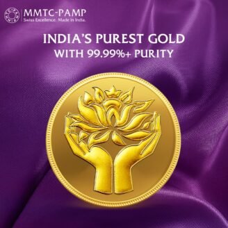 Lotus engraved gold bullion bar