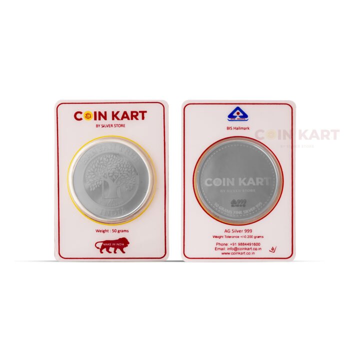 Silver coin for Diwali and festive celebrations