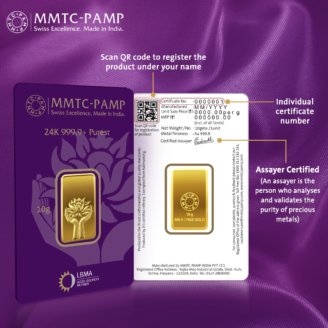 MMTC PAMP 10 gram gold bar with secure packaging