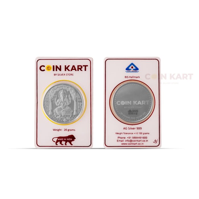 Premium Ganesh silver coin with detailed engraving