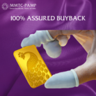Assured Buyback MMTC PAMP gold bar highlighting assured buyback policy