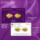 MMTC-PAMP gold coin featuring Goddess Lakshmi and Lord Ganesha in a unique shankh-shaped design.