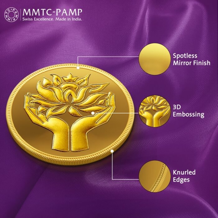 Lotus themed gold coin for gifting and investment