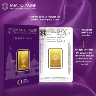 MMTC PAMP Ram Lalla gold bar in secure packaging with authentication features