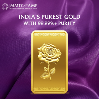Premium 10 gram gold bar featuring elegant rose design