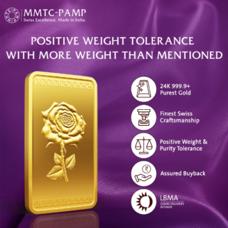 Fine gold bar with engraved rose flower artwork