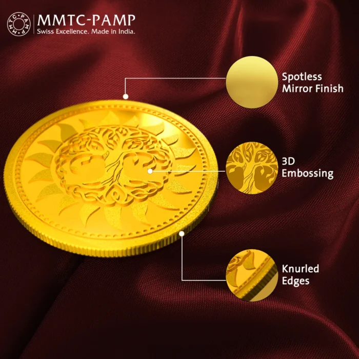 Detailed view of the Tree of Life gold coin showcasing fine engraving and premium craftsmanship.